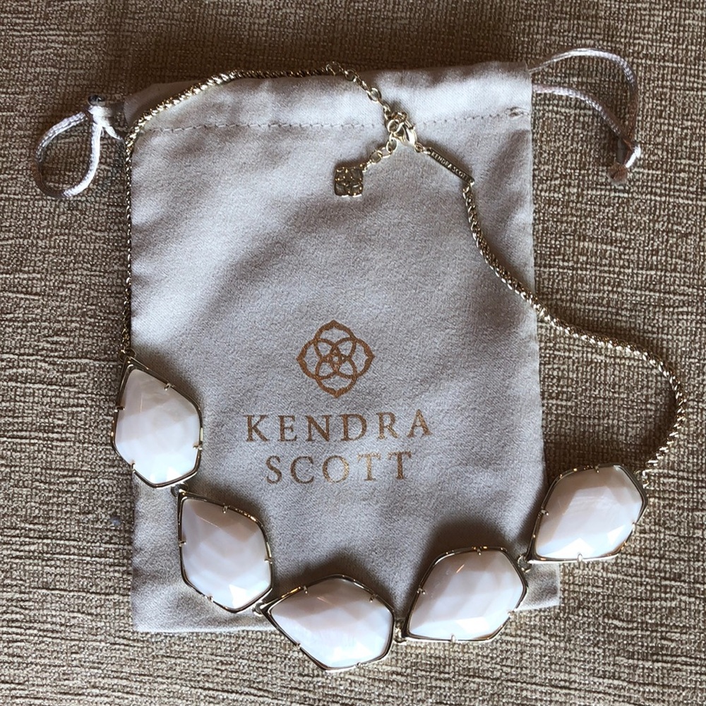 Kendra Scott White/Champagne Faceted Stone Statement Necklace